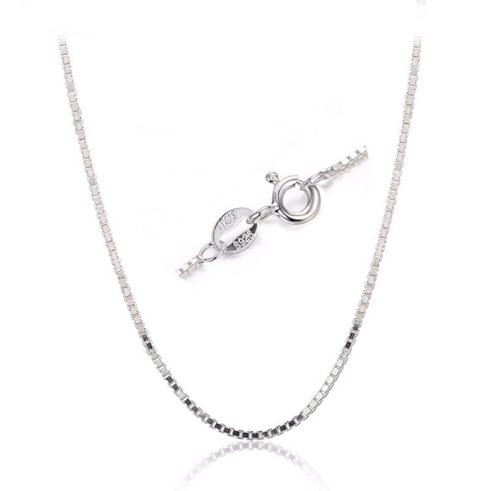 BQfife Jewelry 925 Sterling Silver Designer Chain 0.8MM Delicate Italian Box Chain - Super Thin & Strong Lovely Necklaces