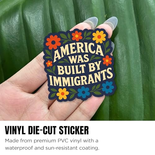 (3Pcs-3") America was Built by Immigrants Sticker No One is Illegal Human Rights Waterproof Die-Cut Vinyl Sticker for Laptop Water Bottle Hard Hat Cars Bumpers Decal Gift for Her Him 3 Inches by Generic - Image 2