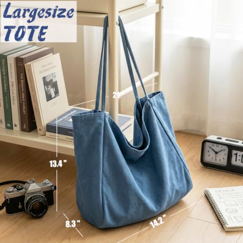 Image of Canvas Tote Bag for Women Large Hobo Shoulder Bag for Work Travel Casual Message Bag Tote Purse handbags