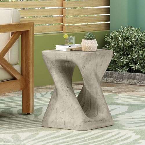 roomfitters Sculptural MGO Side Table with Artistic Hourglass Silhouette, Modern