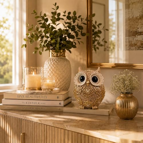 Image of ARMONIA Spiritual Living Owl Statue for Good Luck, 4.7 Inch, Aesthetic Owl Showpiece, Feng Shui & Vastu Owl Figurine, Evil Eye Protection, Home Decor for Living Room, Office Table & Best Gift Item