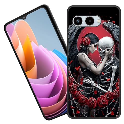 BFUKVOU for Revvl 8 Case,Premium Soft Silicone Rubber Full-Body Protective Bumper Case for T-Mobile Revvl 8 6.6 inch 2025,Woman and Skull with Roses - image 1
