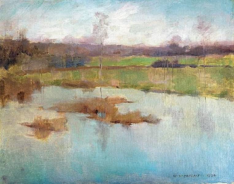 Tableau L'étang de Giverny Willard Leroy Metcalf impression d'art mural haut de gamme