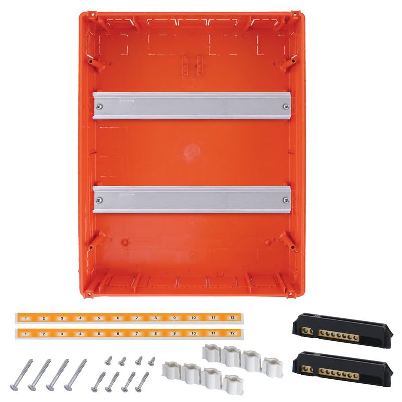 LION Electric Armario de 2 filas, caja de fusibles de 24 módulos, color blanco, para interruptor de instalación eléctrica IP40, sin halógenos, caja de distribución con carril de protección, PE/N,
