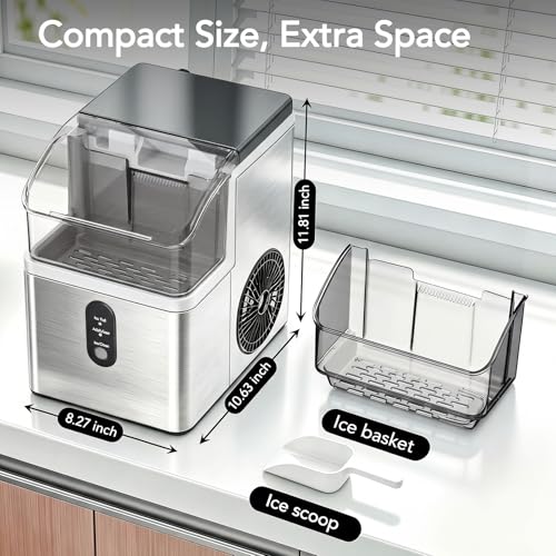 Image of Electactic Nugget Ice Makers Countertop, Soft Crushed Pellet Portable Ice Machine with Auto-Cleaning Function, 35Lbs /24H, One-Click Operation Ice Makers for Kitchen, Office, Home