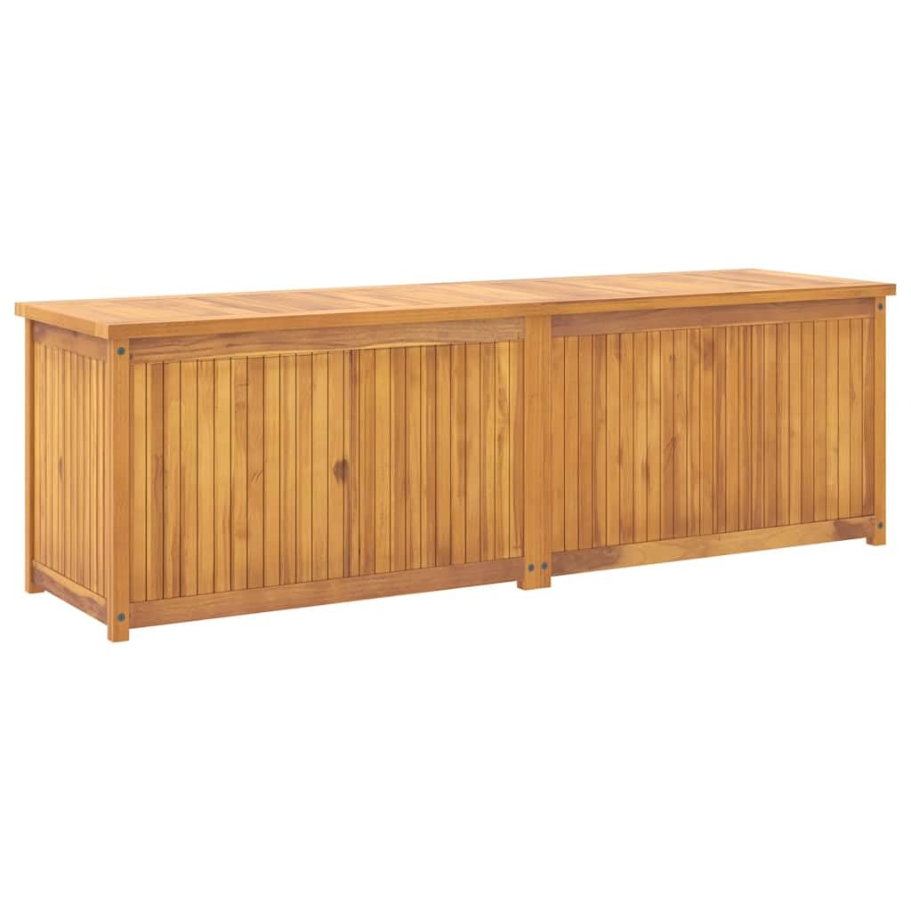 Caja de jardín de madera de teca maciza de 175 x 50 x 55 cm con forro de polietileno, resistente a la intemperie y al agua, espaciosa caja y caja de cojines para terraza, balcón, espacio de