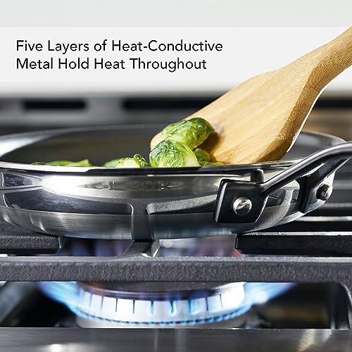 Image of KitchenAid 5-Ply Clad Stainless Steel and Nonstick Induction Frying Pans /Skillet Set, 8.25 Inch and 12.25 Inch - Polished Stainless Steel