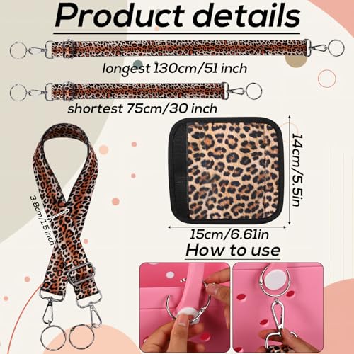 Image of Handle Wrap and Crossbody Strap Replacement for Bogg Bag, Neoprene Handle Wrap and 29.53-51.18in Adjustable Crossbody Purse Wide Shoulder Guitar Strap for Beach Bag Accessory(Leopard Pattern Style)