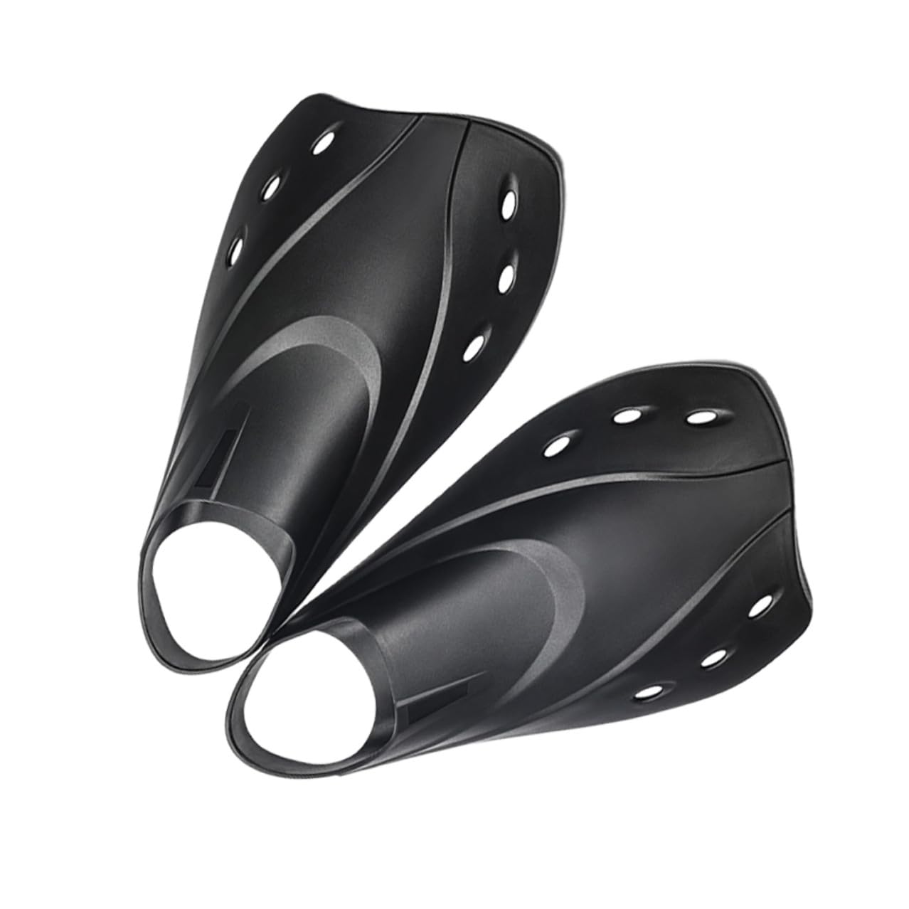 Pinne Corte Snorkeling Regolabili per Adulti, Nero, Materiale Termoplastico