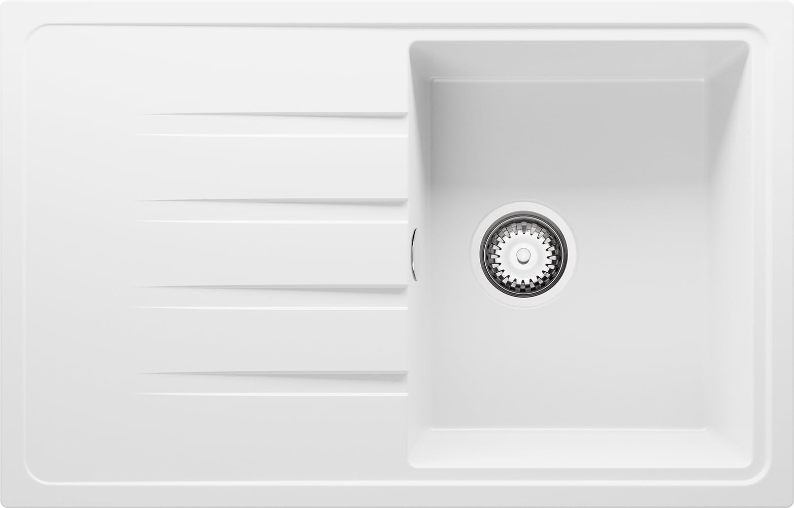 PRIMAGRAN Lavello da Cucina Bianco - Milano, 78x50cm | Lavandino in Granito a 1 Vasca + Sifone Classico, Lavabo da Cucina Incasso al Mobile 45cm (S064)