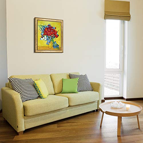 La Pastiche Poppies And Iris Collage Framed Hand Painted Original Artwork With Verona Gold Braid Frame #TOP2