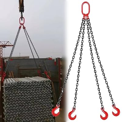 Elevador de Tambor de Cadena Eslinga de Elevación de 4 Patas para Trabajo Pesado, Capacidad de 2000 Kg, Equipo para Manipulación de Bidones y Cubos, Grado 80(4.0 m/13.1 ft(2T/4409LBS))