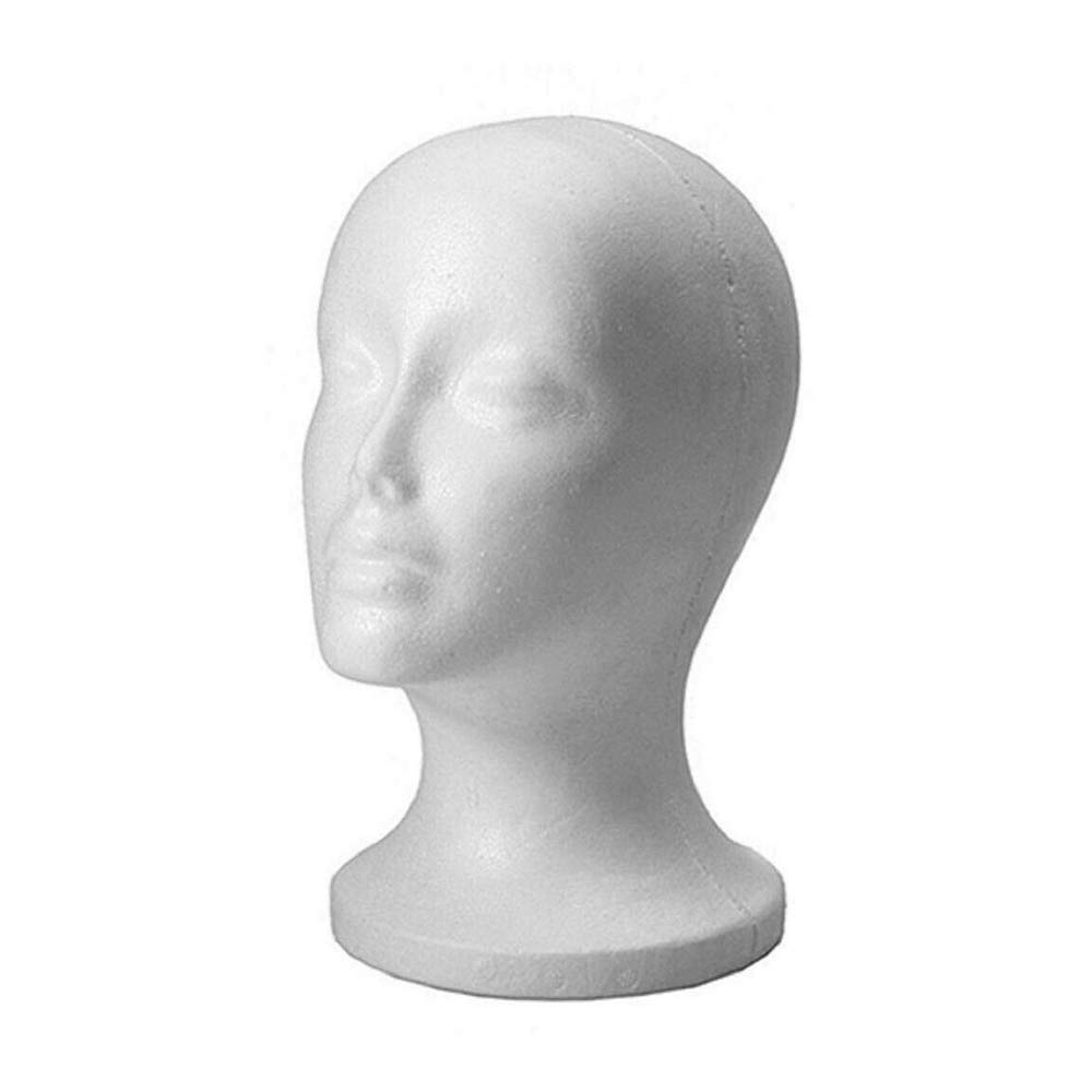 White Polystyrene Female Wig Head Mannequin Foam Head Hat Display Stand (1)