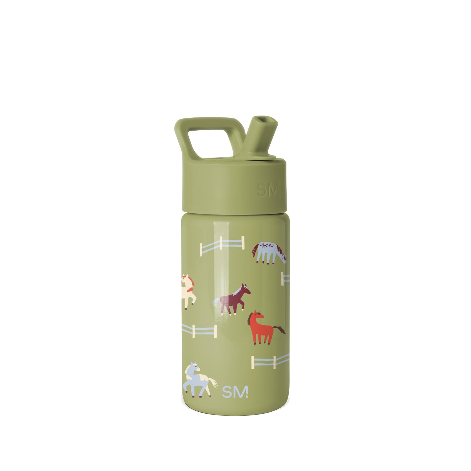 Simple Modern Kids Water Bottle & Toddler Cup | 14oz | Horses | Insulated Stainless Steel Toddler Water Bottle, Kids Tumbler with Straw | Spill Proof for School, Girls, Boys | Horse Field 14 Ounces -Horse Field