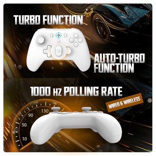 Image of Cosmic Byte Blitz Wireless + Wired Controller for PC, Hall Effect Joystick & Triggers, 1000Hz Polling Rate, Adjustable Vibration, Turbo & Auto Turbo (White)