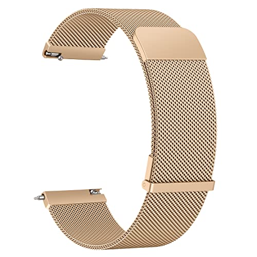 AK Bracelet de Montre 20mm 22mm pour Montre connectée, Smartwatch universelle Métal Acier Maille Bracelets de rechange de à libération Rapide pour Homme Femme (Or...
