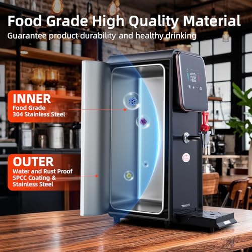 Image of Hot Water Dispenser, 1600W Commercial Hot Water Boiler with Dual Water Inlet Options (Water Pump and Water Source Connection), 50L(13Gal) /H Large Hot Beverage Dispenser, 12L