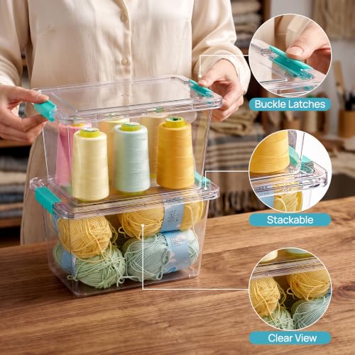Image of Vtopmart 4 Pack 5 Qt Clear Storage Bins with Lids for Toy & Craft Storage | Stackable Plastic Toy Bin for Home, Classroom, Plastic Art & Craft Storage Container, BPA-Free Organizer Box