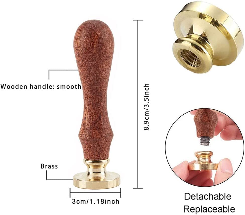 Miniatura 2 de CRASPIRE Sello de cera de tren de cobre de 1.181 in de cobre, sello de sellado desmontable con cabeza de latón con mango de madera, carta de boda,