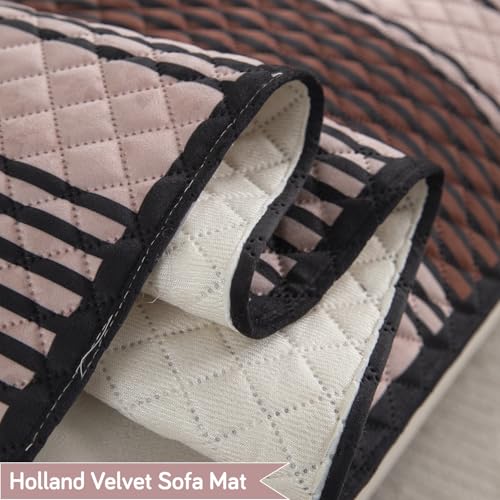 Image of HOKIPO 'LiefNest' Holland Velvet Sofa Cover Mat with Foam Filling for 1 /2 /3 Seater & L-Shape Sofa. Make Your Own Sofa Cover Set, Mat Size: 120(L) cm, Modern Archscape Mauve Blush (IN-822-D10)