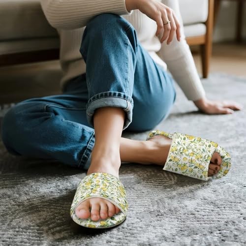 Flannel Slipper for Women Men Fuzzy Open Toe Bedroom Slipper Warm Indoor House Shoes Trendy Print Shoes3