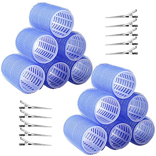12 Pcs Hair Rollers Self Grip Hair Curlers, 1.57 Inch Medium Rollers Curlers for Hairdressing Hairstyle with Duckbill Clips