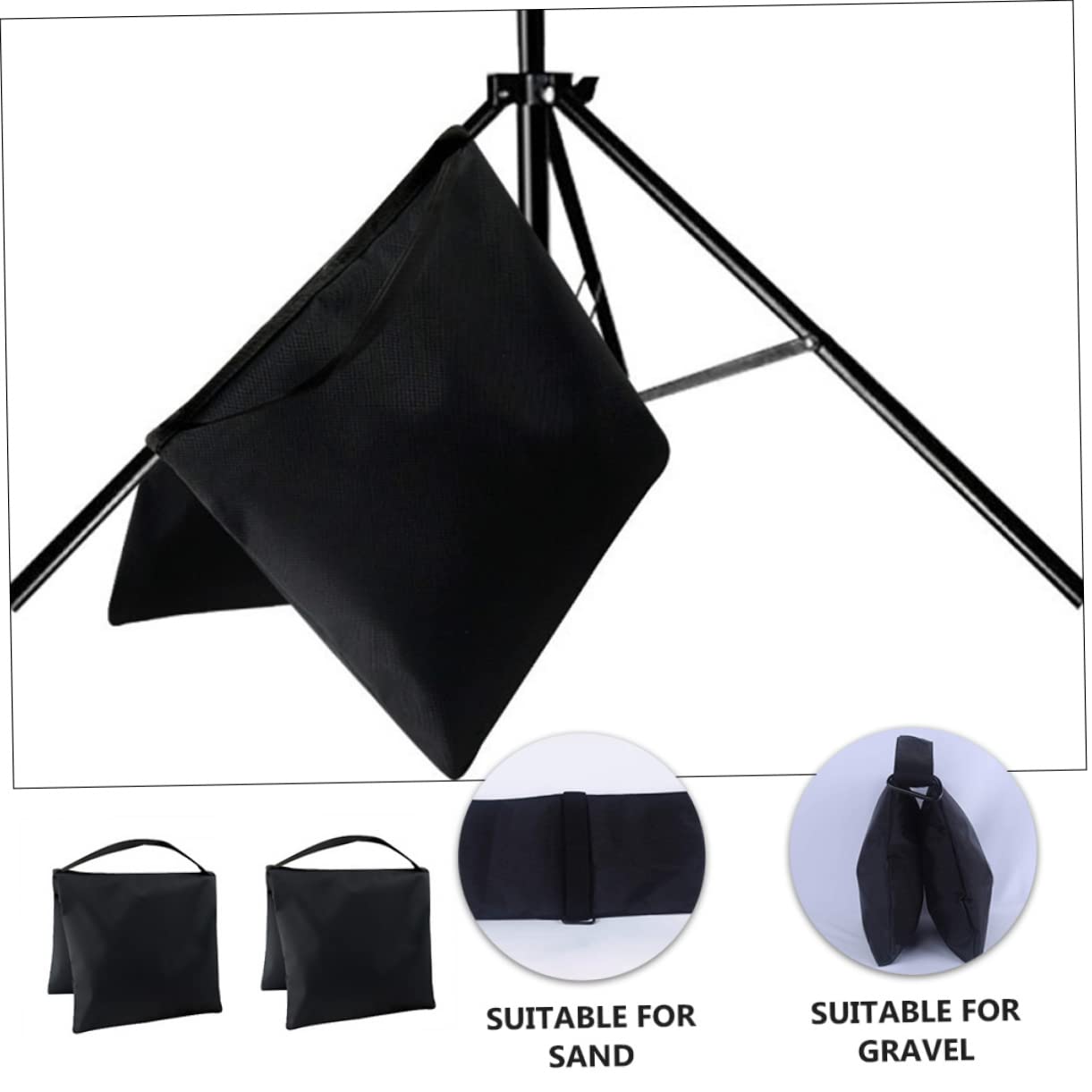 Happyyami 1 Sandbags for Outdoor Use Tripod Support Stand Balanced Sandbags Saddlebag Weight Sandbags Photography Sandbag Weight Bag Boom Arms Sandbags Black Oxford Cloth