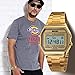 PASOY Men's Digital Gold Stainless Steel Watch Backlit Multifunction Stopwatch Waterproof Sport Watches Reloj (Gold)