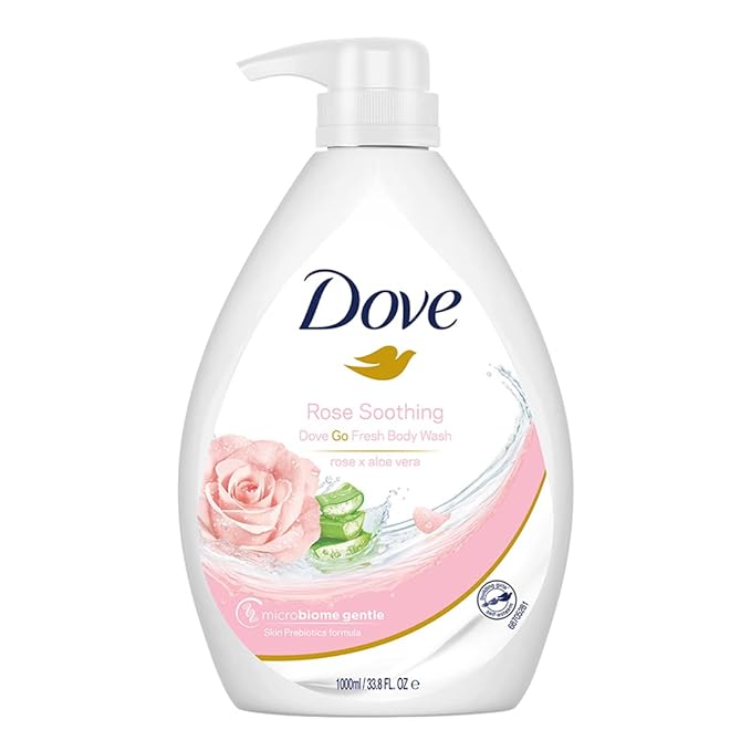 Dove Soothing Rose & Aloe Vera Body Wash for Replenished Skin, Refreshing Scent 1L