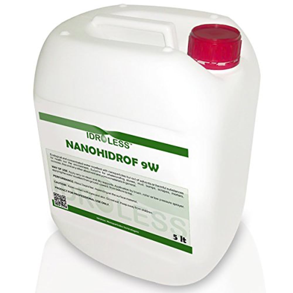 Impermeabilizante Hidrofugante Invisible Nanohidrof 9W 5L Sin Disolventes | Nanotecnología de alta penetración. Protección invisible de base agua. Sin película. Mantiene la transpirabilidad del soporte