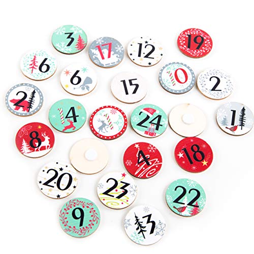 Télécharger Décoratifs, rustique Calendrier de l'Avent chiffres 1?24 en rouge, blanc et vert, bois Disques (Ø livre En ligne