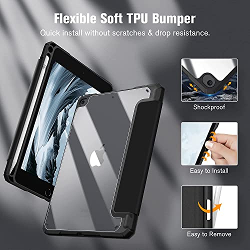 Image of SwooK Hybrid Case for 7.9 inch iPad Mini 5 /4 - Shockproof Clear Back Shell Flip Cover (Black)