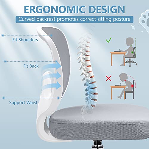 Primy Kids Desk Chair, Ergonomic Children Study Computer Chair Adjustable, Breathable Mesh Office Chair With Wheels, Armless Rolling Swivel School Task Chair For Boys Girls Age 4-12 In Home Bedroom #TOP2