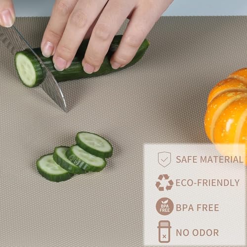 Image of SHOPPOFOBIX Fridge Mats, EVA Food Grade Washable Anti Slip Mat /Sheet for Fridge, Shelf Liner, Table, Kitchen Drawer mat (Cream)
