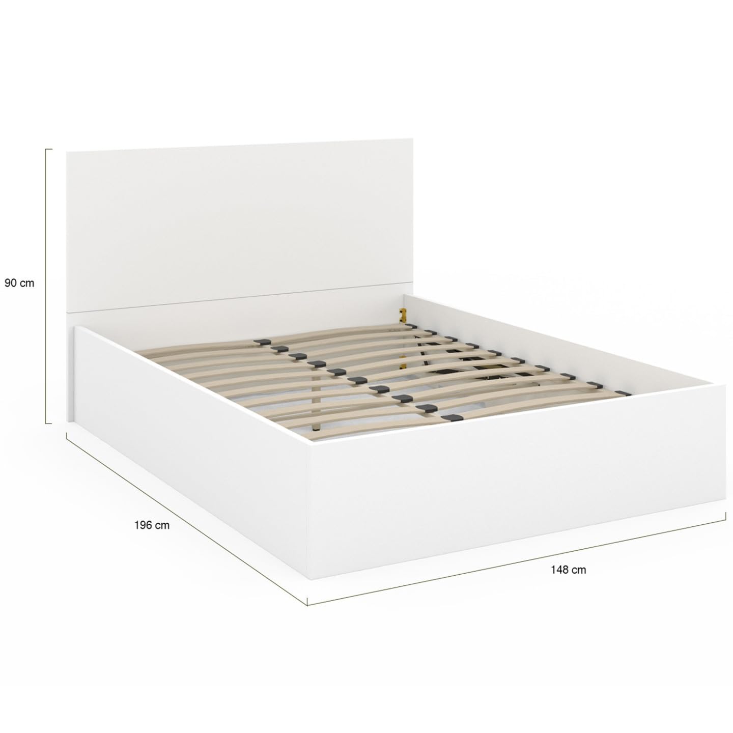 IDMarket - Lit Coffre Double Seaside avec tête de lit et sommier 140 x 190 cm Blanc