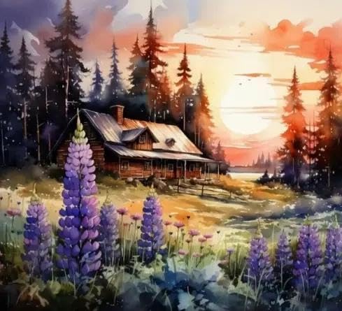 Diamant Mosaïque Maison de montagne kit complet broderie NO-2000153