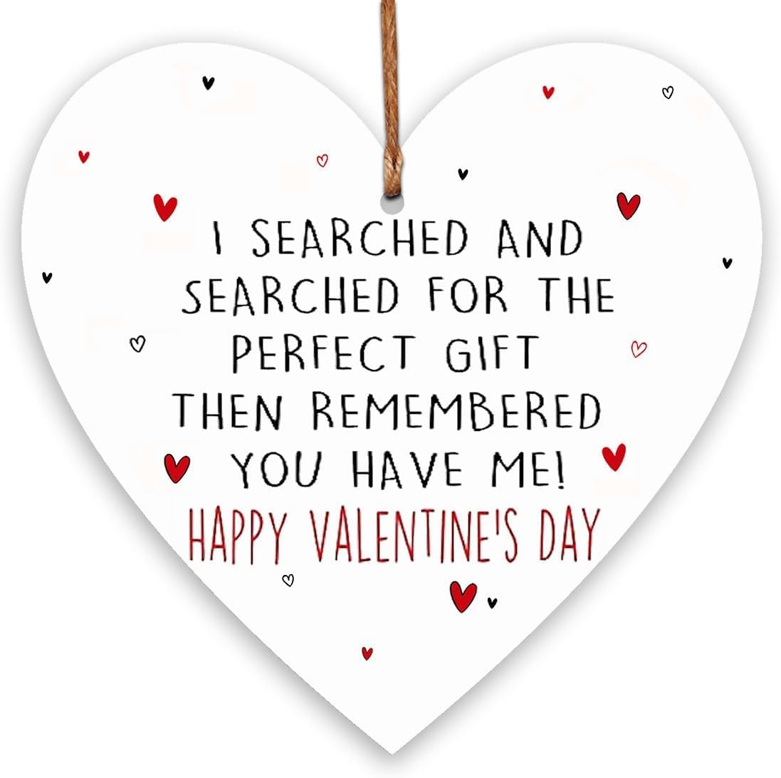 You Have Me Happy Valentines Day Hanging Wooden Heart Sign Plaque Cute Valentines Gifts for Him or Her Sweet Romantic Valentines Gifts