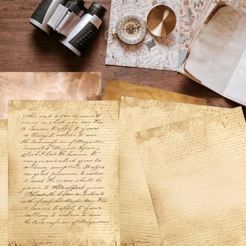 Image of Vintage Paper Sheets 50 Pack, 8.26 x 11 in Handmade Style Writing Paper for Letters, Art Projects, Invitations, Resumes, Crafts, Stationery, Home or Office Printing, Calligraphy Supplies