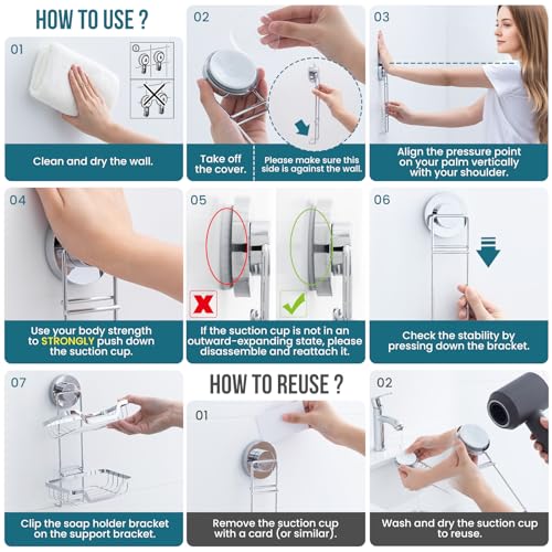 Image of TAILI Soap Dish, Bar Soap Holder Suction Cup, Stainless Steel, 2 Layer