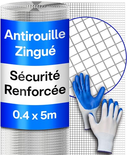 Praknu Grillage à Poules Fine – 0,4 x 5 m Rouleau Inoxydable avec Gants – 40cm Grillage Anti-Rongeurs Jardin & Poulailler – Filet Métallique pour...