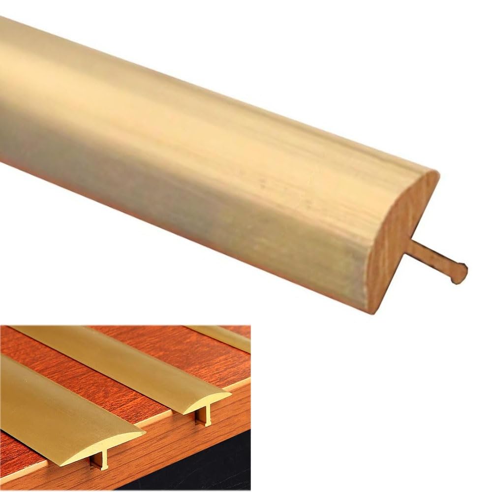 Strapazierfähige Messing Bodenübergangsleiste | T-Profil | Schneidbare Vinyl-Holzteppichkante für Türöffnungen und Raumeingänge (White 8mm (0.31"))