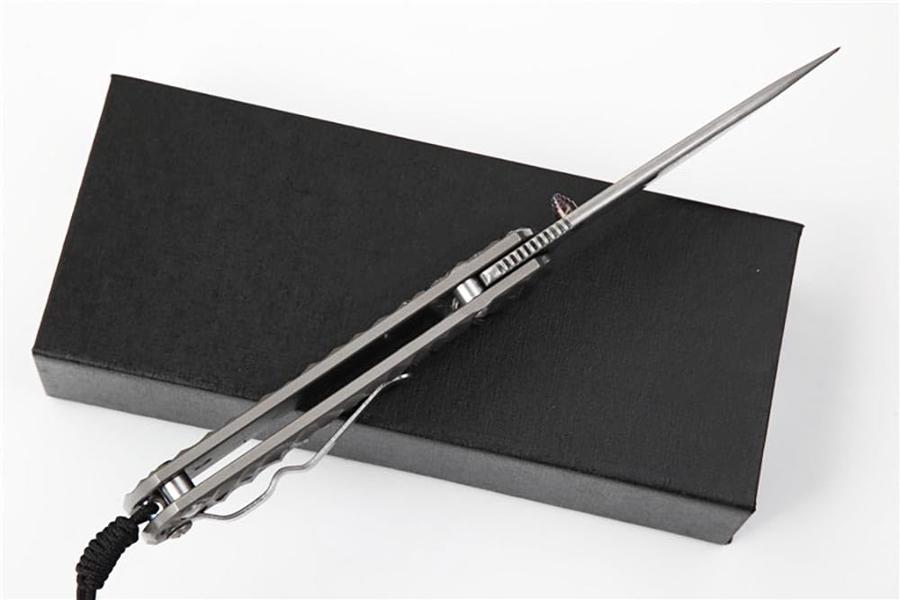 Klappmesser 6.6" Damast Taschenmesser aus Titan Robust & Damaszener Damaststahl Premium, Kleines edc messer scharfes einhandmesser, Damaskus Geschmiedet Stahl Messer Outdoor Edc Survival Jagdmesser