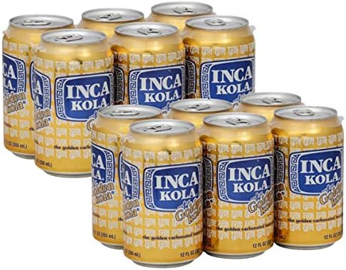 INCA KOLA Golden Carbonated Beverage Soda - La Kola Dorada - 12 Ounce Cans - 12 Count