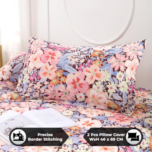 Image of Dew Cotton Bedsheet for Double Bed 160 TC 250 x 225 CM, Pink | Soft Lightweight Microfiber Bedsheet with 2 Pillow Covers, King Size 250 x 225 cm, Wrinkle Resistant & Easy Care Bedding