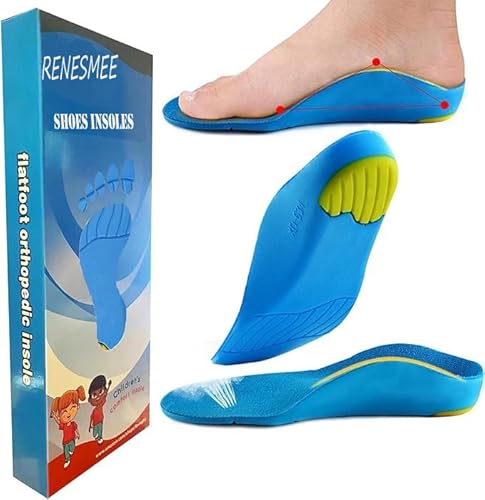 RENESMEE Orthotic Arch Support Shoe Insoles, Children Pu Cushioning Inserts, Shock Absorption Velvet Surfaces Deep Heel Cup Inner Sole for Flat Feet, Feet Heel Pain Relief (43-45 EU MEN)
