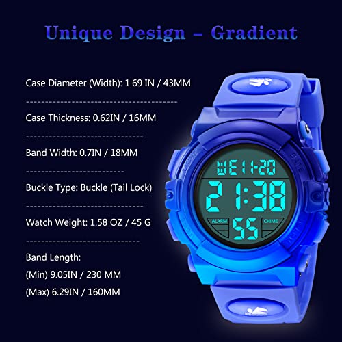 Image of Kids Watch,Boys Watch for 3-15 Year Old Boys,Digital Sport Outdoor Multifunctional Chronograph LED 50 M Waterproof Alarm Calendar Analog Watch for Children with Silicone Band,Kids Gift