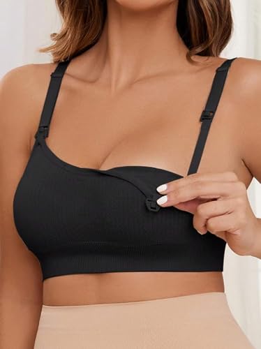 Elegante reggiseno per allattamento da donna, comodo reggiseno premaman, nero, M