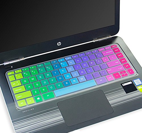 Silicone Keyboard Cover Skin Compatible For 14 Inch Hp Pavilion 14-Ab 14-Ac 14-Ad 14-An, Hp Stream 14-Ax, Hp Envy 14-J0 Series, 14-Ab010 14-Ab166Us 14-Ac159Nr 14-An010Nr 14-An013Nr 14-An080Nr (Rainbow #TOP3