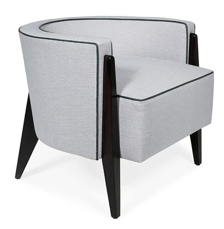 LIFESTYLE GOODS FOREVER LSGF Luxury Design Traditional Andover Armchair with Solid Sagwan Wooden Legs Single Sofa Chair Sofa Set for Small Apartments, Living Room or Bedroom (1 Chair, Grey)