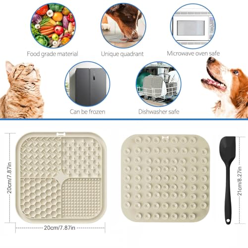 Zonopy Leckmatte für Hunde und Katzen, mit Saugnäpfen, quadratisch, für langsame Fütterung, für Angstlinderung und Langeweile, Hundespielzeug, um sie zu beschäftigen, Haustierpflege, Training